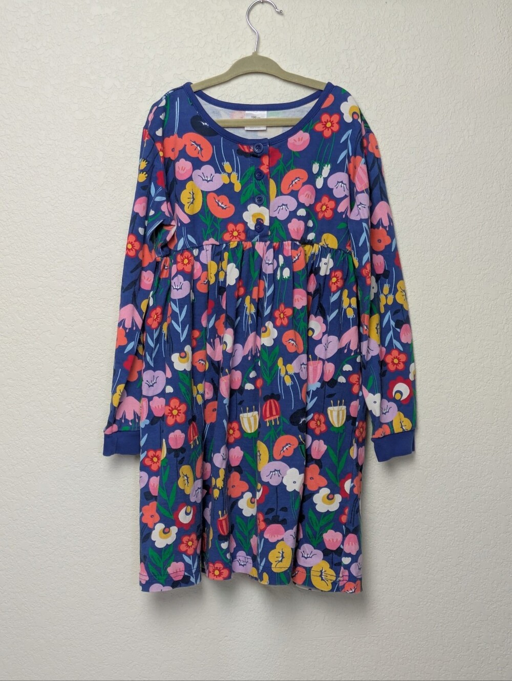 Hanna Andersson Blue Floral Long Sleeve Dress Size 8